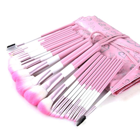 Makeup Brushes24pcs Makeup Brush Set Kabuki Foundation Blending Brush-HeartyPink - Picture 1 of 4